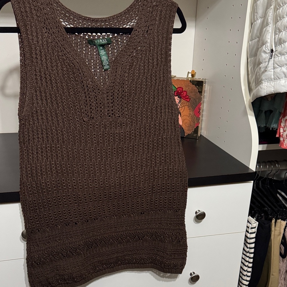 Ralph Lauren extra large women’s sweater with tank top lining Brown Sleeveless